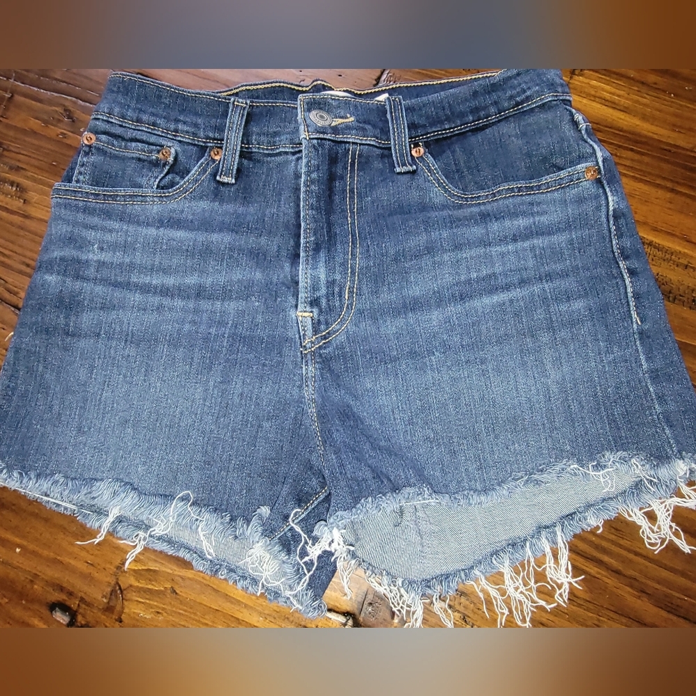Levi's Blue Frayed Jean Shorts